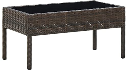 vidaXL Gartentisch Beistelltisch Gartenmöbel Tisch Balkontisch Loungetisch Couchtisch Kaffeetisch Terrassentisch Braun 75x40x37cm Poly Rattan