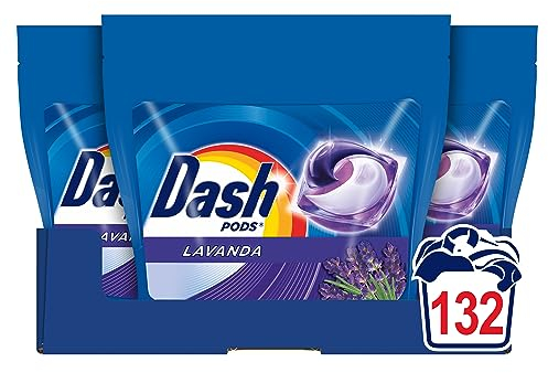 Dash Pods Detersivo Lavatrice In Capsule, 132 Lavaggi (3x44), Lavanda, Rimuove Le Macchie, Dona Freschezza, Efficace Anche A Freddo E In Cicli Brevi