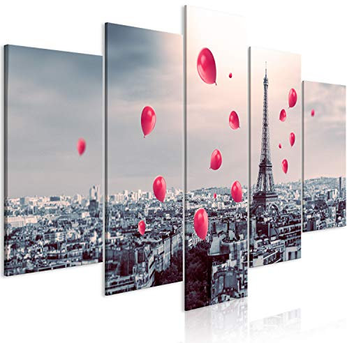 murando Cuadro Acústico Ciudad Paris 225x112 cm espuma acústica absorbe el sonido aislamiento lienzo de 5 piezas Decoración de Pared silencio Eiffel torre Paisaje d-C-0168-b-o