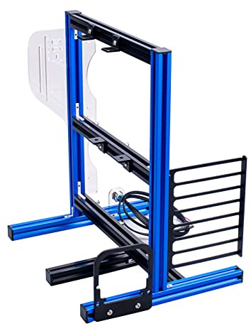 Goshyda Soporte de Caja Abierta para Computadora, Bastidor de Chasis de Bricolaje, Banco de Prueba de Marco Abierto para PC, Marco de Caja de Computadora de Estructura Simple Liviana, con(Azul Negro)