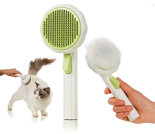 VIOJOJO Cat Brush Dog Brush with Release Button for Shedding, Self Cleaning Cat Comb Hair Brush for Indoor Cats, Dog Deshedding Brush Grooming Kit, Pet Supplies Hair Remover Tool