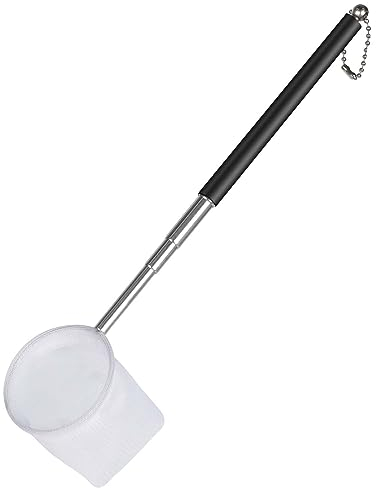 Pawfly Aquarium Garnelennetz 5cm Tiny Fish Tank Net mit Ausziehbarem Edelstahlgriff Weiches Rundes Feines Netz Mesh für Garnelen Baby Fisch Lebensmittel Rückstände Schmutz Skimming Net für Aquarien