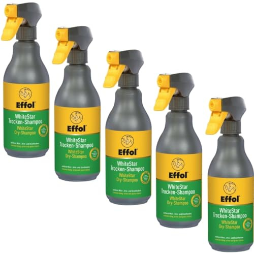 RL24 - Trocken-Shampoo WhiteStar – Pferdeshampoo – 5 x 500 ml (5er Set) | Haarewaschen ohne Wasser & spülen – entfernt Mist-, Urin- & Grasflecken – Mähnenshampoo für Pferde – Pferdepflege