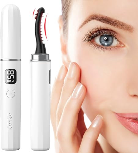 Quick Heated Eyelash Curler, ANLAN Lash Curler with Anti-Scald Comb, Longer-Lasting Eye Lash Curler with 3 Heated Settings and LED, for All Lashes and Eye Shapes,with Mini Eyelash Curler