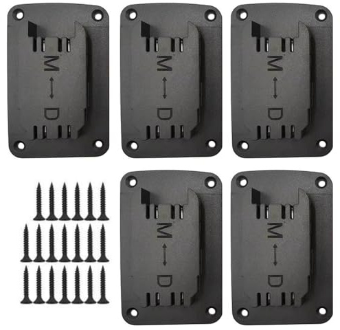 Electric Tool Holder Base with Screws, Power Drill Tools Wall Mount Hanger Battery Holders for Dewalt 12V 20V & Milwaukee M18 18V for Work Van, Shelf, Toolbox [Black]