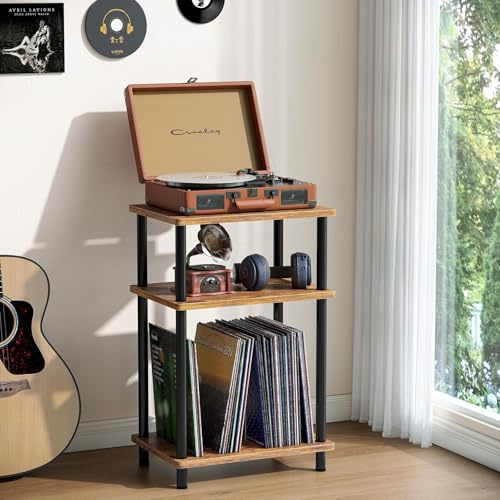APICIZON 3 Tier Beistelltisch Schmal, Nachttisch Holz, Tisch Klein, 40x30x61.5cm, Kleiner Beistelltische fürs Wohnzimmer, Schlafzimmer, Balkon, Arbeitszimmer, Beistelltisch Braun