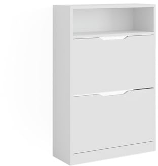 Vicco Shoe tipper Luca, White, 22 x 89.5 cm with 2 compartments