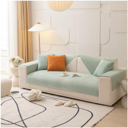 BDMFJY wasserdichte Sofabezug 1 2 3 4 Sitzer, Sofadecken Für Sitzfläche, Ecksofa Sofa überzug, Sofaschoner rutschfest, Couch Überzug L Form Sofaüberwürfe, Sofaschutz Katze Hund,Grün,90x90cm