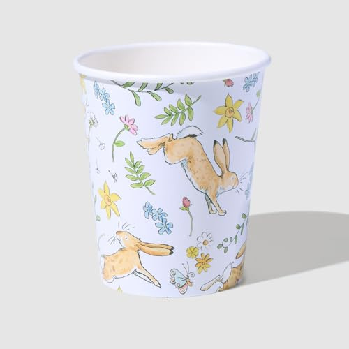 Coterie Guess How Much I love You Blue Cups (Set of 10) - Decorative & Durable Paper Cups with Bunny Rabbit Design for Birthday Party, Baby Shower, Tea Party, and More Gatherings | 9oz Paper Cups