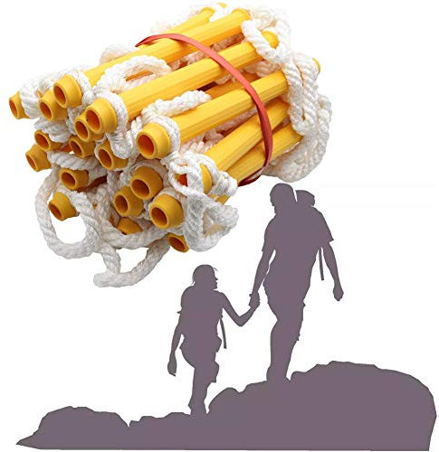 ZXXDSMYF Échelle de Corde, échelle de Secours, échelle de Secours en Cas d'incendie, échelle de Corde d'évacuation extérieure avec crochet/jaune/30 m