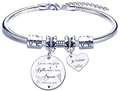 FGHJK Bracelet Soeur - Cadeau Original pour Noël, Anniversaire et Amitié - Idée Cadeau Soeur de Coeur (3)