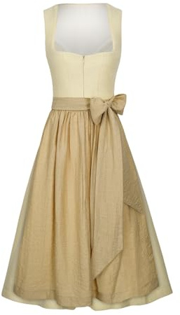 AMUSELIEBE Dirndl Damen Midi, Damen Reißverschluss Vorne Dirndl, Trachtenkleid mit Schürze Trachtenmode Kleid für Oktoberfest Vintage, Besondere Anlässe