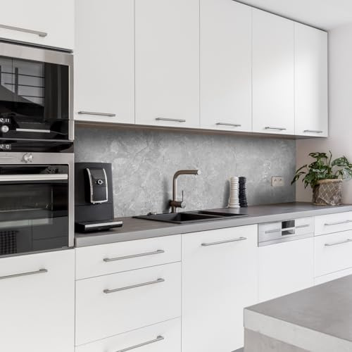 Dedeco Küchenrückwand Motiv: Marmor V24, 5mm Hartschaum Kunststoffplatte PVC als Spritzschutz Fliesenspiegel zum Aufkleben Wandschutz wasserfest, UV-Lack matt, alle Untergründe, 220 x 60 cm