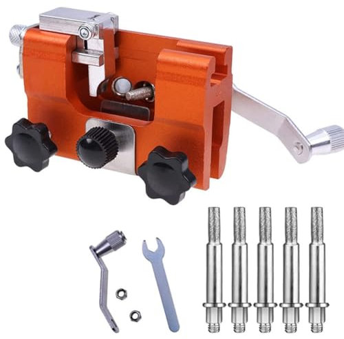 Booso Meuleuse à Chaîne à Manivelle Outil de Quincaillerie Domestique Portable Meuleuse à Chaîne Affûteuse de Tronçonneuses à Chaîne