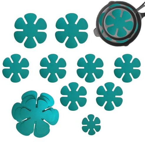 Separadores De Bandeja De Apilamiento: Esteras De Amortiguación De Sartén De Freír | 12 Piezas 3 Tamaños Sartenes Separadores De Almacenamiento Protectores De Fieltro Lavable, Colocador De Utensilios