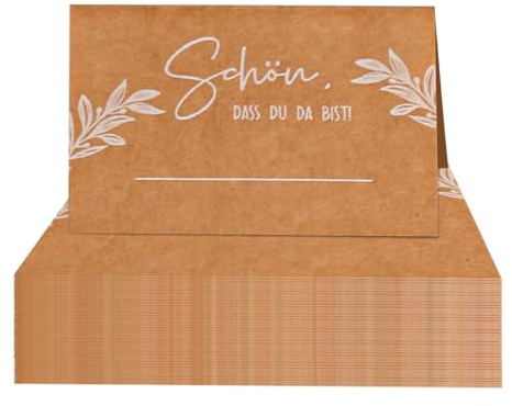 Xgvzs 50 Stück Hochzeit Tischkarten Hochzeit Schön Dass Du Da Bist 85x110mm Tischdekoration Namenskarten Zum Selbst Beschriften Premium Tischkarten Taufe Feier