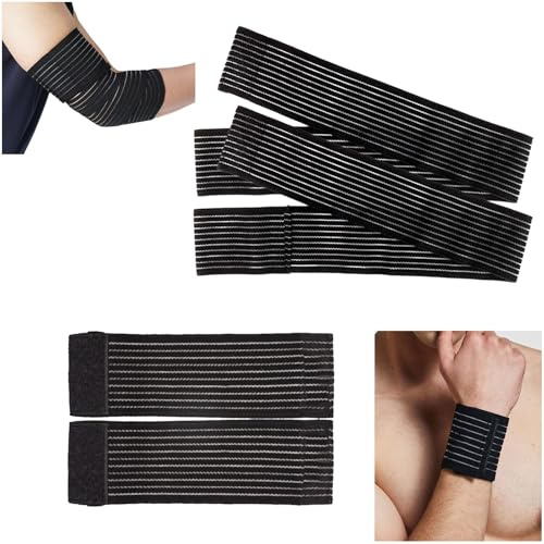Yicoovey Sportskyddsset, 2 handledsbandage + 2 armbågsbandage, 40 cm handled/90 cm armbågar, 7,5 cm kompressionsstöd, ledstöd och skadeförebyggande