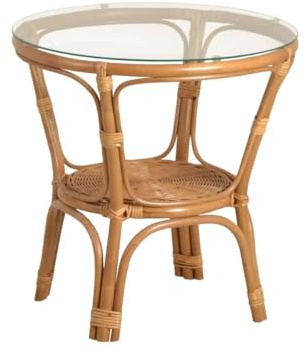 MiaMöbel Couchtisch Rattan 55x56x55 cm Landhausstil Rattan Honig