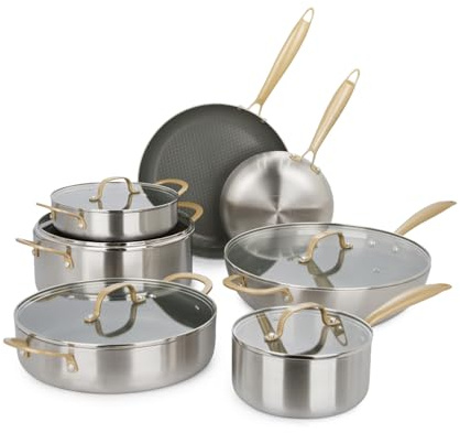 Batteria pentole 12 pezzi Tri - Ply Gold triplo strato
