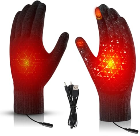 Ruioomeep Guantes calefactables USB para hombre y mujer – Guantes calefactables para pantalla táctil, eléctricos, con calefacción, para esquí, ciclismo, motociclismo, senderismo