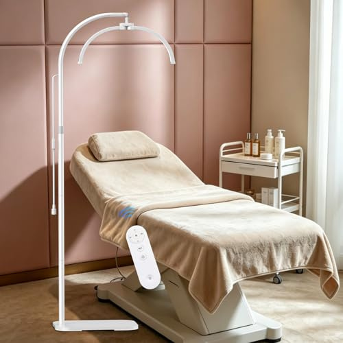 SMOCTAR Halbmond Lampe Stehlampe LED, Faltbare Wimpern Lampe für Wimpernverlängerungen mit Telefonhalterung & Fernbedienung, Dimmbar Nagellampe für Beauty, Wimperntechnik, Tattoo, Kosmetik