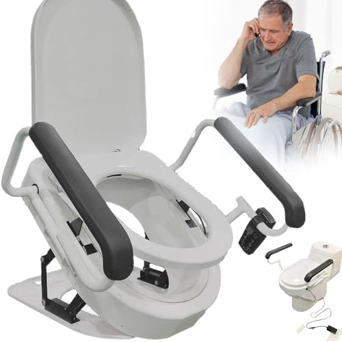 Rialzo Elettrico per Sedile WC, con Telecomando, Supporto per WC Elevato, Carico Massimo 150 kg, Plug-in con Funzione di Asciugatura per Anziani, Disabili Incinta