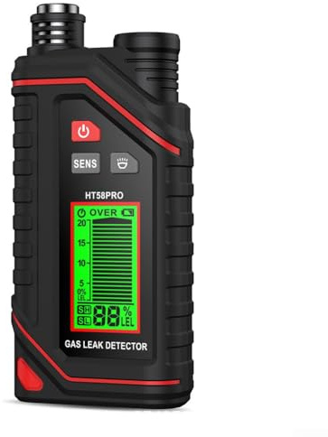 HT58PRO Gas Leak Detector, Rechargeable Methane Sniffer with Telescopic Probe, LCD Display & Buzzer Alarm for HVAC, Kitchen, Boiler