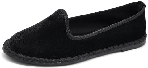 Scarpe Friulane Donna Veneziane in Velluto Slip On Eleganti Basse Comode Suola Flessibile Stile Artigianale CH0139 Nero N.39