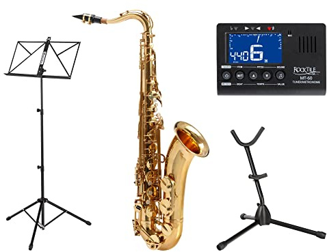 Classic Cantabile Winds TS-450 Bb Tenorsaxophon Set, Tenorsax aus Messing | Klarlack, Hoch-Fis-Klappe, Voller, warmer Klang, Sehr ergonomische Klappenmechanik, Schnelle Ansprache, Gute Intonation, Bass