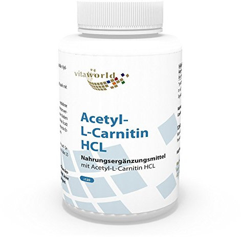 Vita World Acetyl L-carnitine 1000mg 120 Capsules doses très élevées haute biodisponibilité Made in Germany acétyl-carnitine