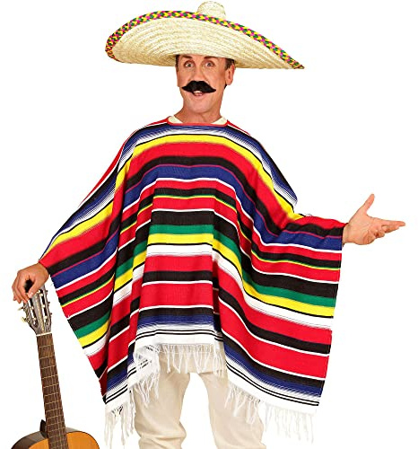 W WIDMANN MILANO Party Fashion 75722 - Authentischer mexikanischer Poncho, Kostümzubehör, Accessoire, Überwurf, Mexikaner, Karneval, Mottoparty