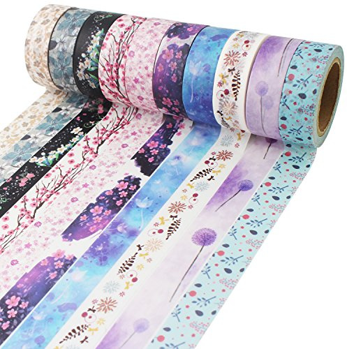 10 rotoli di 10 metri Floreale Nastro Washi Tape, Nastro Adesivo Decorativo DIY Washi mascheratura nastri per fai da te, artigianato, decorazione di libri, mestieri, fantastico per feste e party