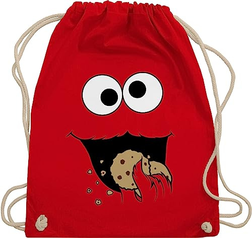 Shirtracer Turnbeutel Rucksack - Karneval & Fasching - Taschen - Keks Monster I Krümelmonster I Cookie Monster Fastnacht I Fasnacht I Fasnet - Unisize - Rot - stoffbeutel kindergarten karnevalsbeutel