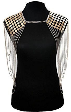 OULII Körper Schmuck Kette Frauen Mädchen Strand Bikini Quaste Schulter Kette (Gold)