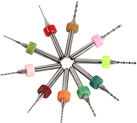 Forets, mini forets au carbure cémenté pour carte d'impression de circuits imprimés CNC, 10pcs (0.6-1.5mm)
