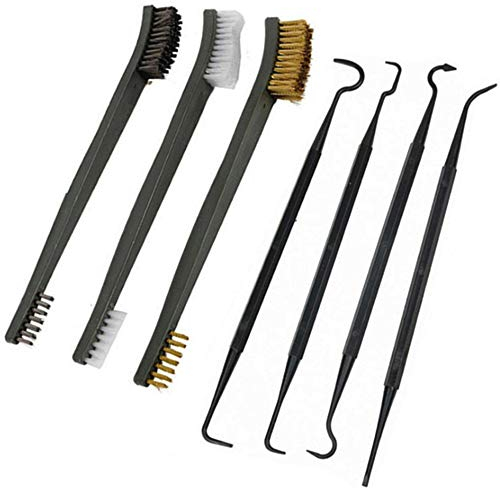 Nuluxi Cepillo de Alambre de Acero Latón Nylon Selección De Limpieza para Pistola Cepillo de Alambre con Mango Curvo Gancho Cepillo Tubo Cepillo de Limpieza Aparato Portátil Al Aire Libre Accesorios
