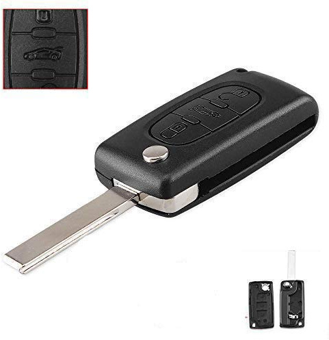 Funkschlüssel-Gehäuse für Peugeot Citroen HU83 Blade 536 Batteriehalter 3B | Für Peugeot 207 307 308 407 607 807, Für Citroen C2 C3 C4 C5 C6, Klapp-Autoschlüsselgehäuse, 3 Tasten
