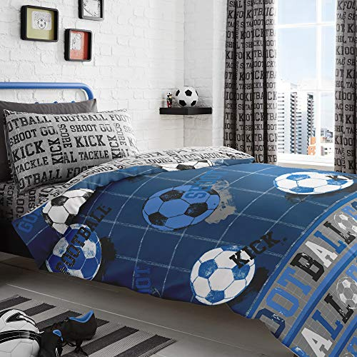 Bedlam set, bomull, blå, enkel, B 135 cm x L 200 cm (påslakan), B 50 cm x L 75 cm (örngott) (52% polyester/48% bomull)