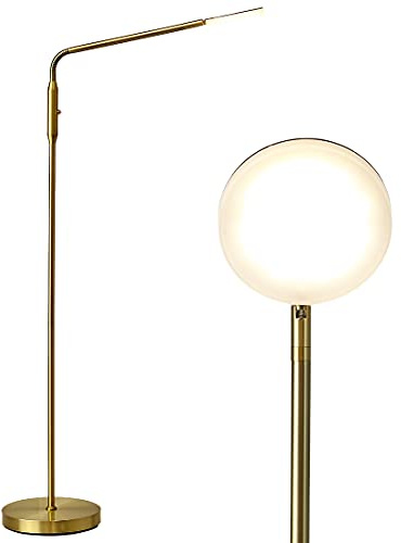 O’Bright Moon - Dimmable LED Floor Lamp, Adjustable Color Temperature for Bedside Reading, Work Light, Art/Crafting Light, Sewing, 360° Flexible Gooseneck, Rotatable Lighting, Antique Brass