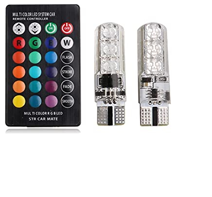 Luci a LED 2x T10 W5W Auto LED Segnale Lampadina Telecomando RGB Auto Interni Interni Cupola Lettura Atmosfera Atmosfera Cuneo Lampada flash flash Strobe 6SMD per camera (Emitting Color : RGB)