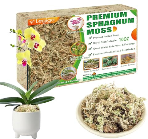 Legigo 300g Premium Sphagnum Moos Blumenerde - Natürliche Sukkulenten Fleischfressende Pflanzen Moos Getrocknet, Pflanzenwachstumsmedium für Orchideen Sukkulenten Sarracenia Orchidee Gartenpflanzen