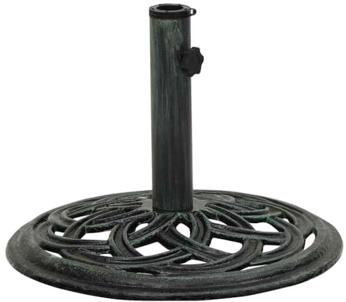 vidaXL Umbrella Base, Patio Umbrella Holder Stand for Garden Deck Balcony Park, Outdoor Parasol Base for Umbrellas, Green Cast Iron