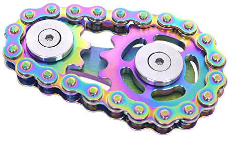 DMaos Fidget Spinner, Linkage Bike Chain Spinner Design 2 växlar Figity Spin Finger Spel, Metall rostfritt stål hållbar mekanik med släta lager, Figit Toy för vuxna barn - Full Färgglada