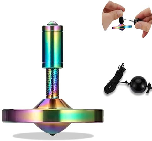 Präzisions kreisel mit Schnur, Hochleistungs-Gyrospielzeug aus rostfreiem Metall und ohne Schwerkraft, erstaunliche Drehzeit von bis zu 15 Minuten, effiziente Zeitverschwendung (M, Buntes)