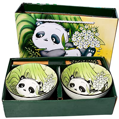 Fignner 11,4 cm Reisschalen und Essstäbchen, 2er-Set für Reis, Suppe, Müsli, Haferflocken