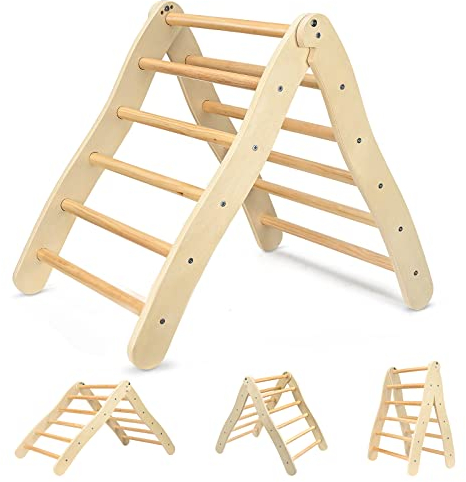 Kotsy Kletterdreieck aus Holz Winkel einstellbar,klettergerüst Indoor mit 60 kg Belastbar Kletterdreieck für Kinder,Klappbare Kinder Indoor Montessori klettergerüst