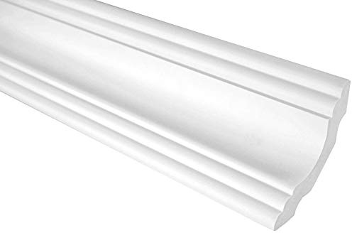 GRAND DECOR Stuckleisten Decke modern, PU Hartschaum & Flexibel - 2m Deckenleisten glatt Eckleisten Polyurethan Kunststoff Stuck (20 Meter P801 weiß)