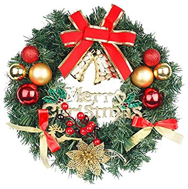 Weihnachtskranz, Schleifenform, Beeren, runde Kugel, dekorieren, Halloween-Kranz, Feiertagsdekoration, Haustür, Schaufenster, Weihnachtskranz (Größe: 40 cm)