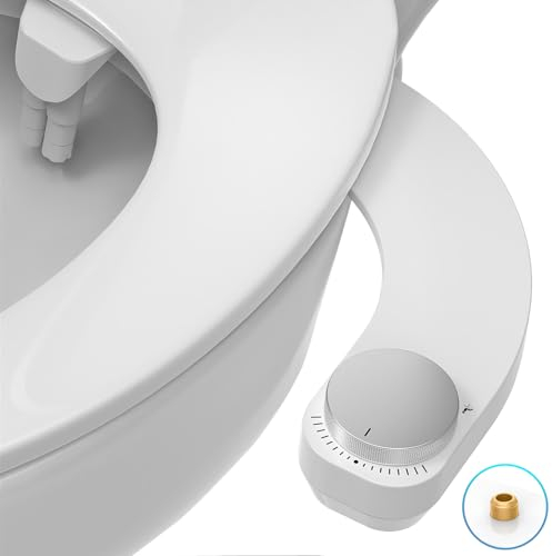 Bidet Attachment for Toilet UK Left - Ultra-Slim Non-Electric Dual Nozzle (Frontal & Rear Wash) Adjustable Water Pressure, Bidet Toilet Seat Attachment,Easy to Install (Silver)