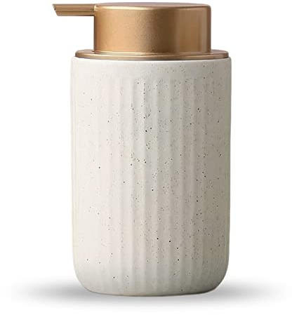 Seifenspender, Keramik Seifenspender, Geschirrspülmittelspender Keramik Seifenspender für Küche, WC und Badezimmer, matt beige Seifenspender (250 ml)